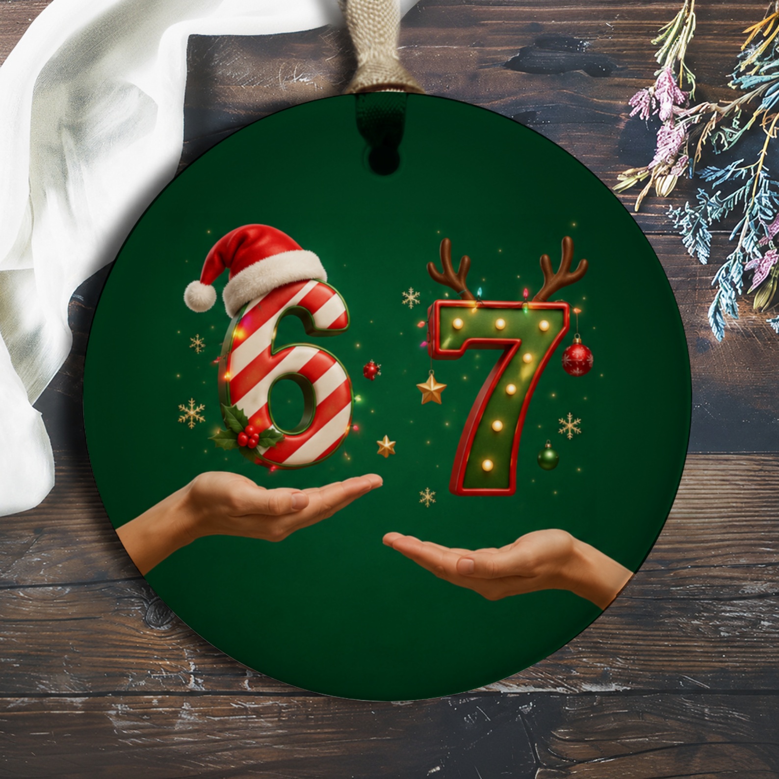 67 Christmas Ornament Festive Holiday Decor Santa Hat Reindeer Antlers Christmas Tree Decoration Seasonal Home Decor O1146