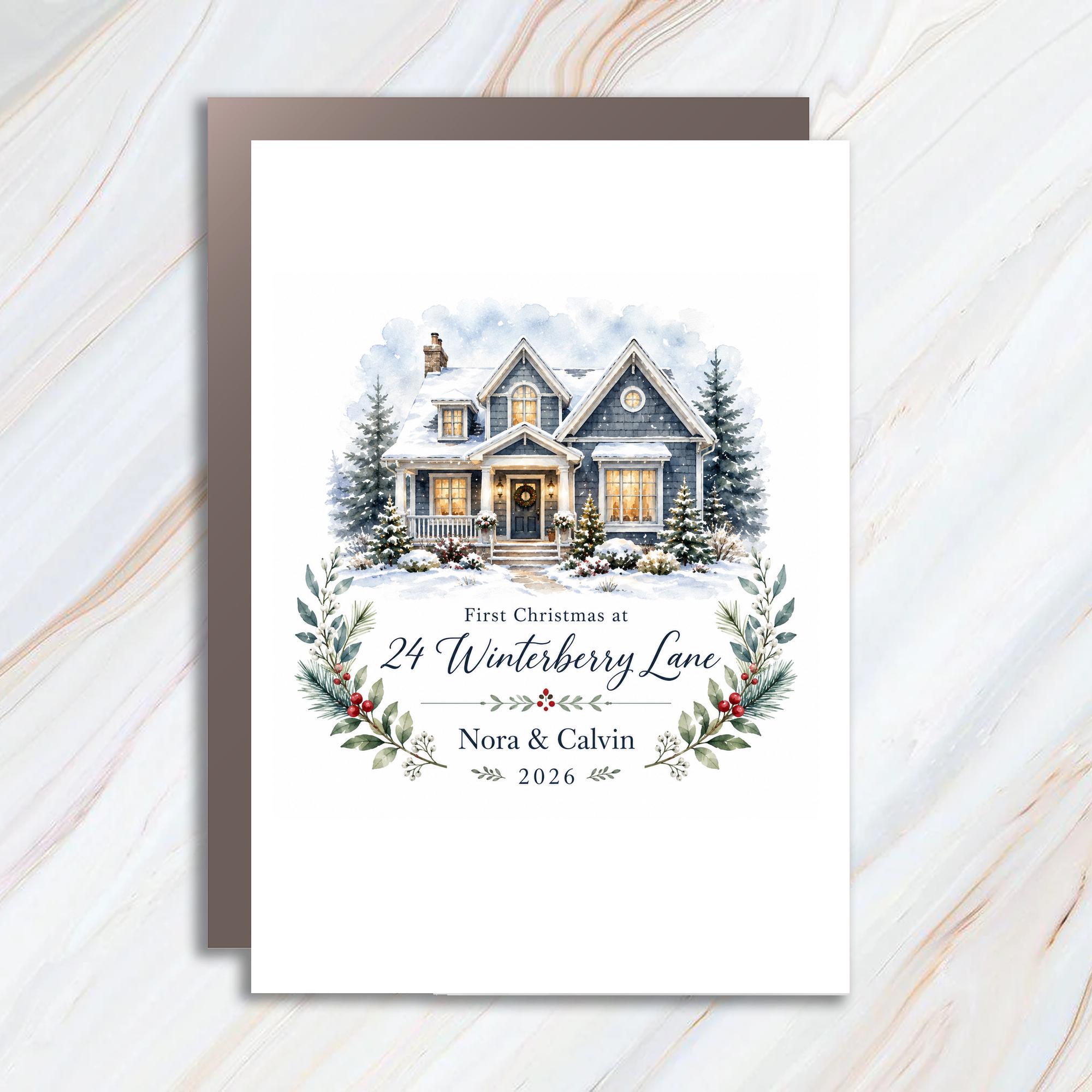 First Christmas Christmas Card Personalized Holiday Greeting Card New Homeowners 2026 C1173