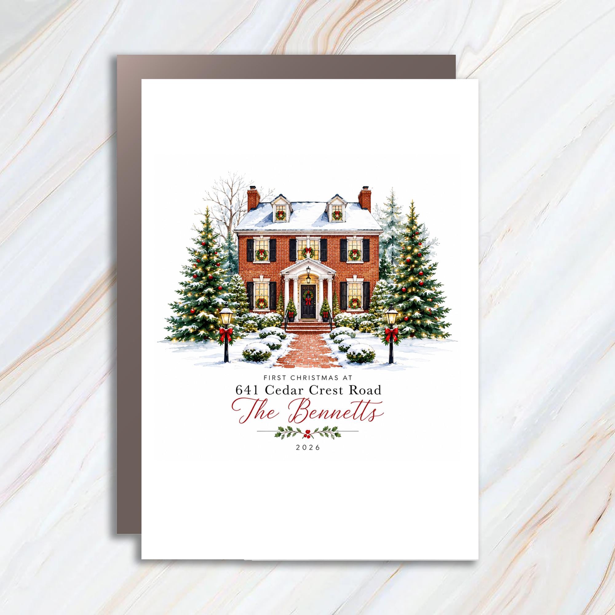 Custom First Christmas 2026 Personalized Christmas Card Festive Holiday Greeting Card C1182
