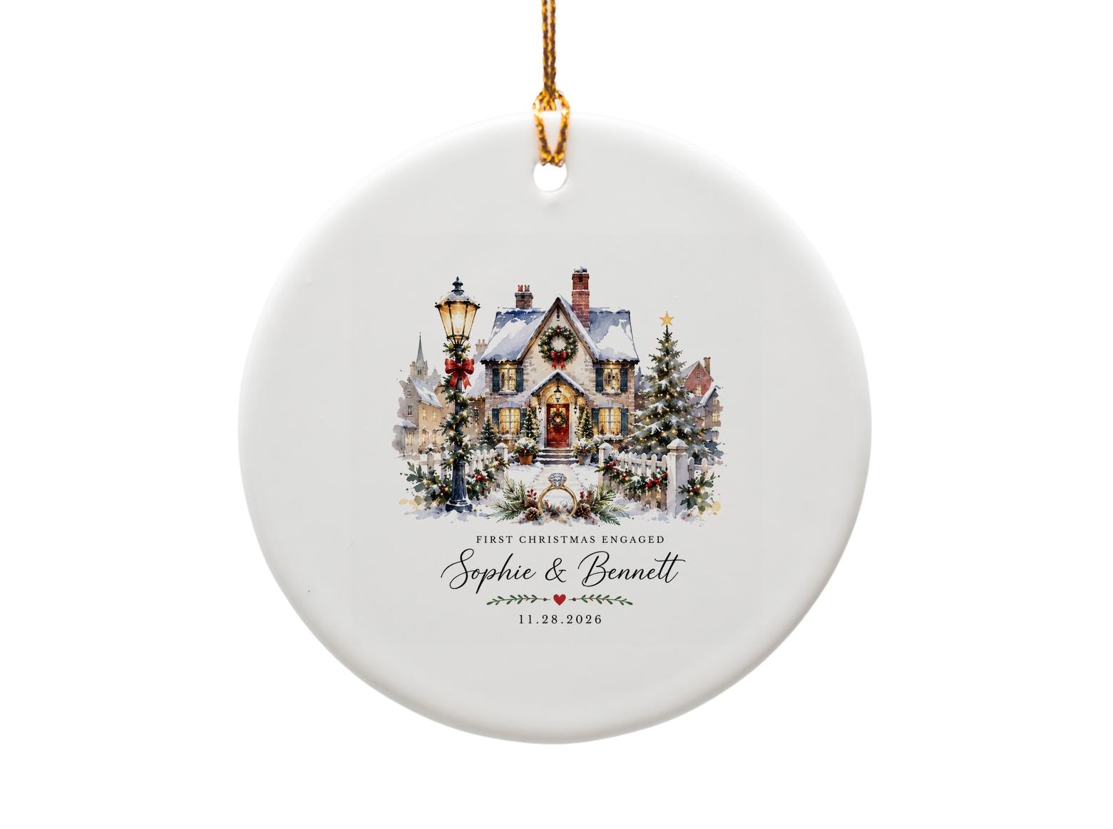 First Christmas Engaged Ornament Personalized Engagement Keepsake 2026 Holiday Decor Gift O1187