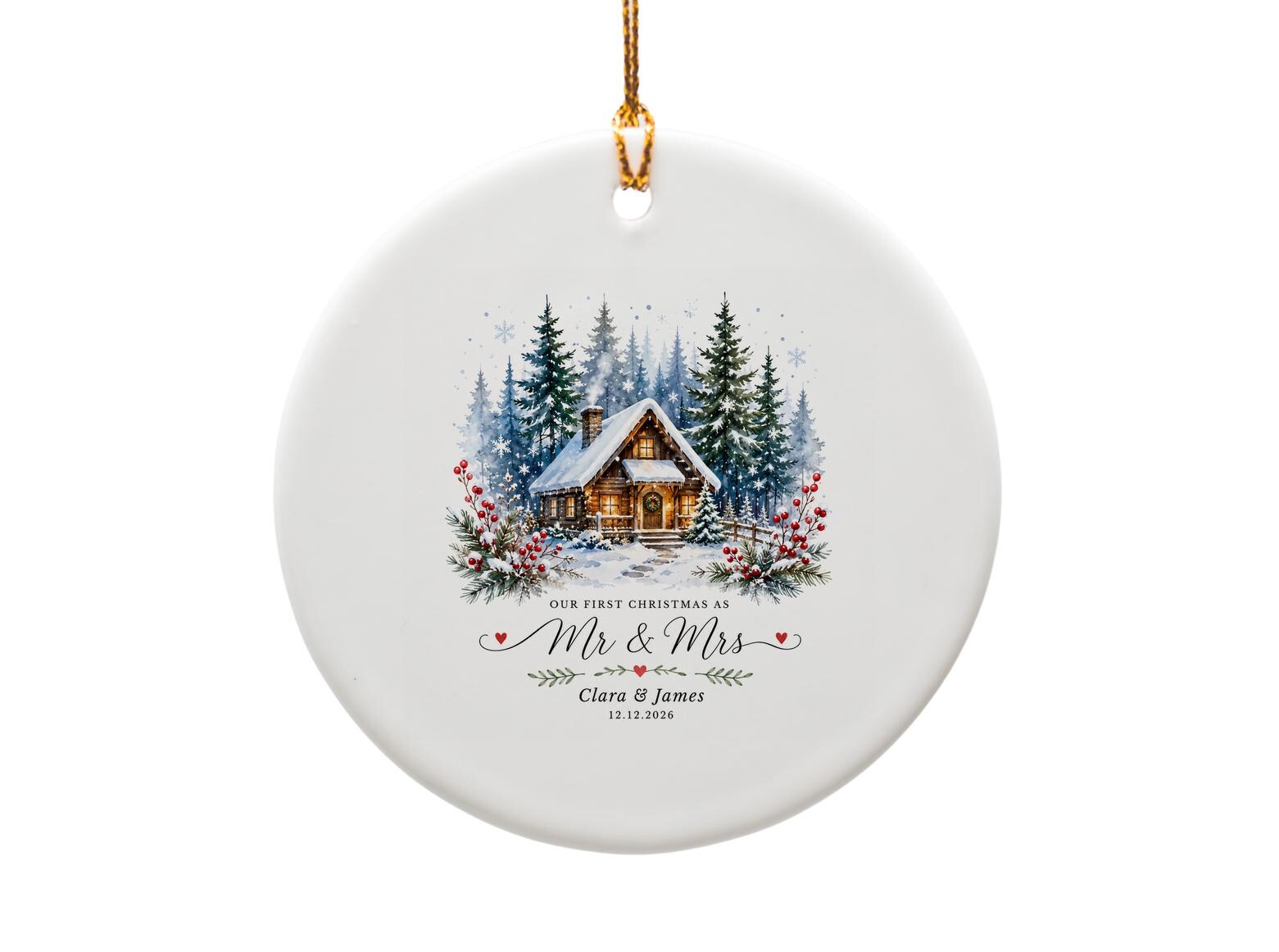 Our First Christmas As Mr & Mrs Personalized Ornament Newlywed Couple Custom Christmas Gift Keepsake 2026 Holiday Decor O1188