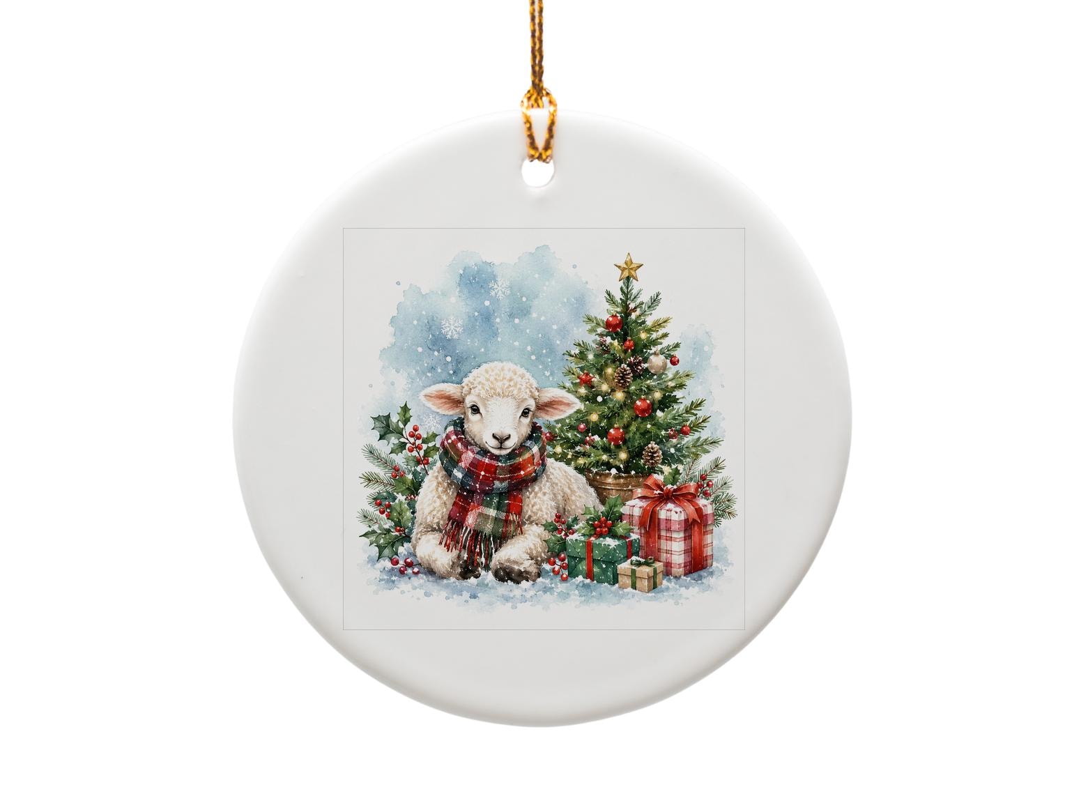 Lamb With Christmas Tree Ornament Holiday Decor Cute Animal Ornament Festive Home Decoration Winter Gift Idea O1191