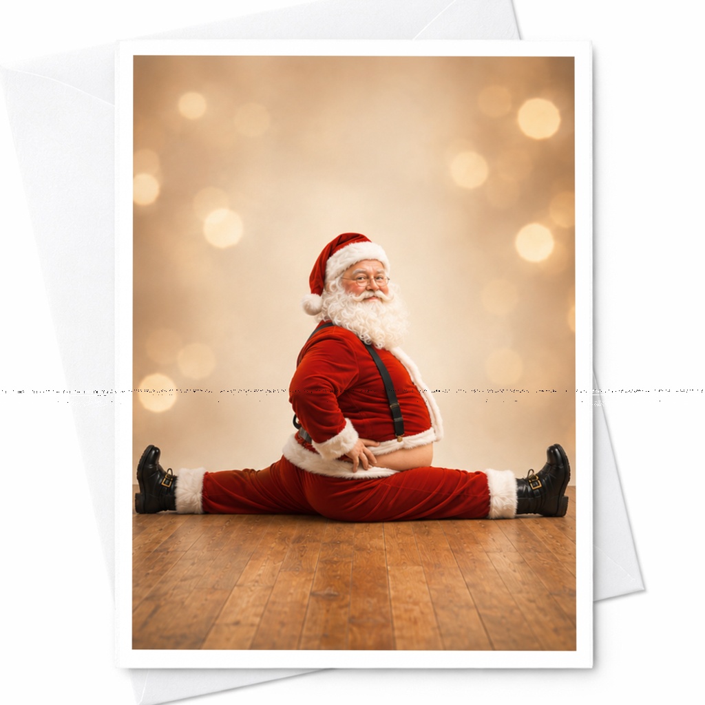 Santa Doing Splits Christmas Card Funny Holiday Greeting Card For Friends Family Cute Santa Card Festive Holiday C5296