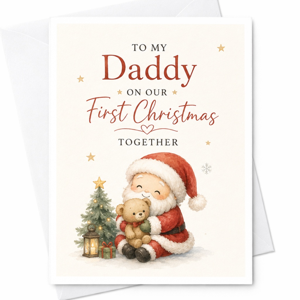 To My Daddy On Our First Christmas Together Cute Christmas Card For Dad From Baby First Holiday Santa Teddy Bear C5300