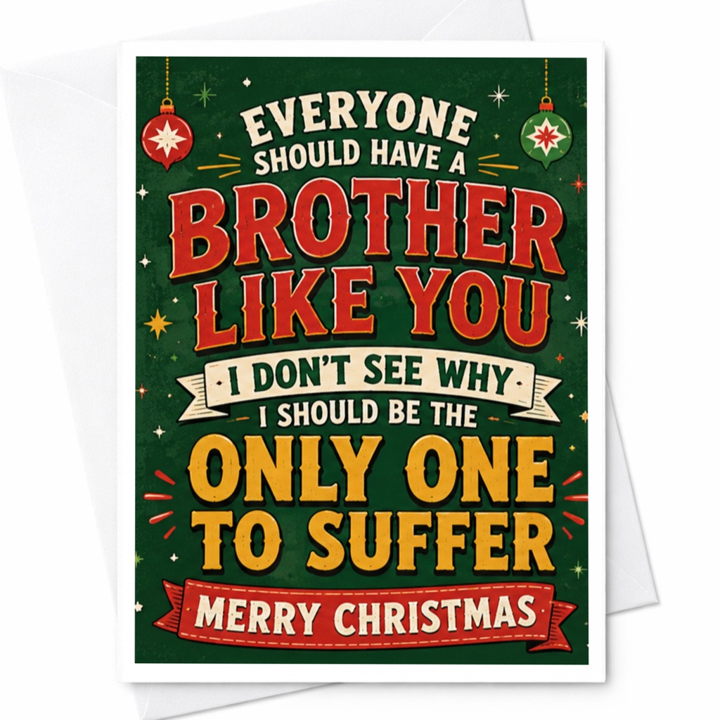 Everyone Should Have A Brother Like You Funny Christmas Card For Brother Holiday Greeting Card From Sibling C5306