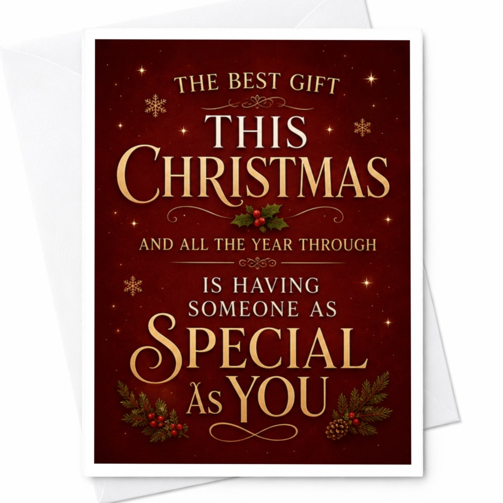 The Best Gift This Christmas Special Holiday Card Christmas Card For Someone Special Festive Greeting Card Xmas Card C5313