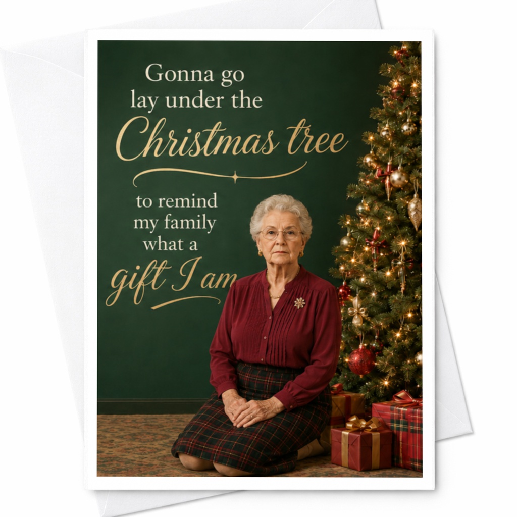 Gonna Go Lay Under The Christmas Tree Funny Christmas Card Holiday For Family Gift I Am Greeting Card C5326