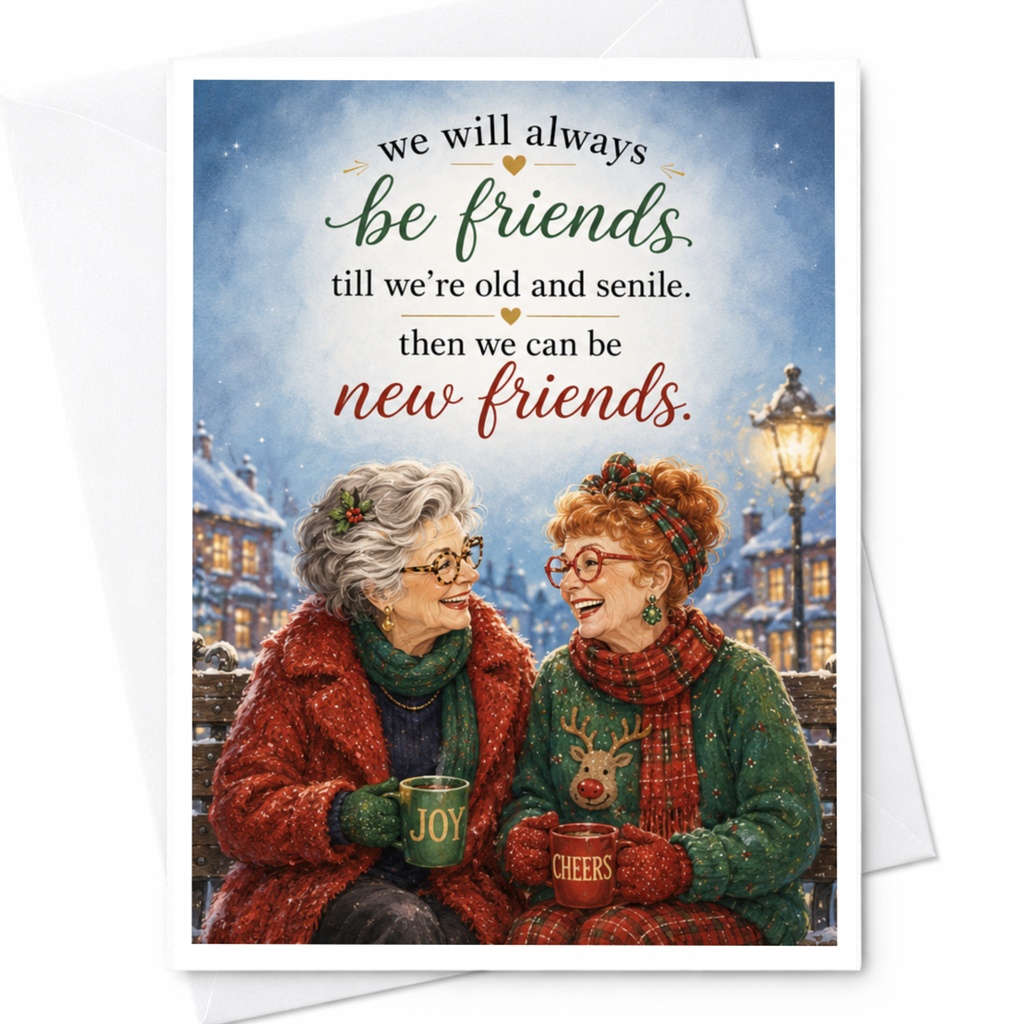 We Will Always Be Friends Christmas Friendship Card Cute Holiday Greeting Card For Best Friend Funny Winter Scene C5338