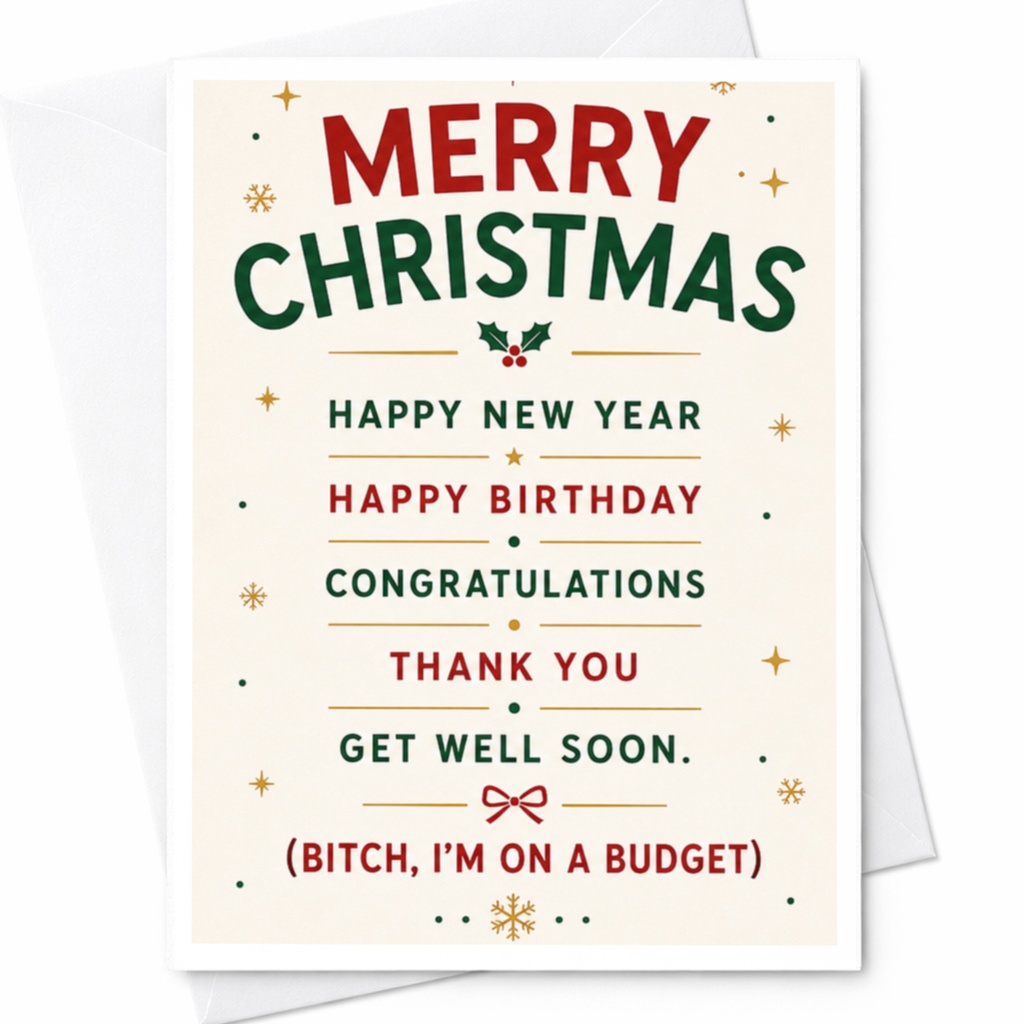 Merry Christmas Happy New Year Happy Birthday Multi-Occasion Greeting Card Funny Holiday Card For Friends Budget Friendly C5358
