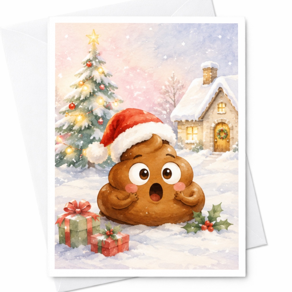 Funny Santa Poop Emoji Christmas Card Cute Holiday Greeting Card Festive For Friends Family Xmas Card C5367