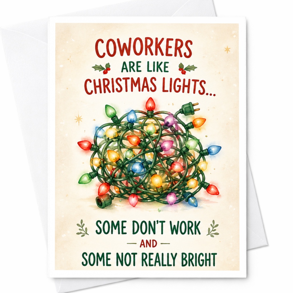 Coworkers Are Like Christmas Lights Funny Christmas Card For Colleagues Office Holiday Greeting Card With Lights C5372