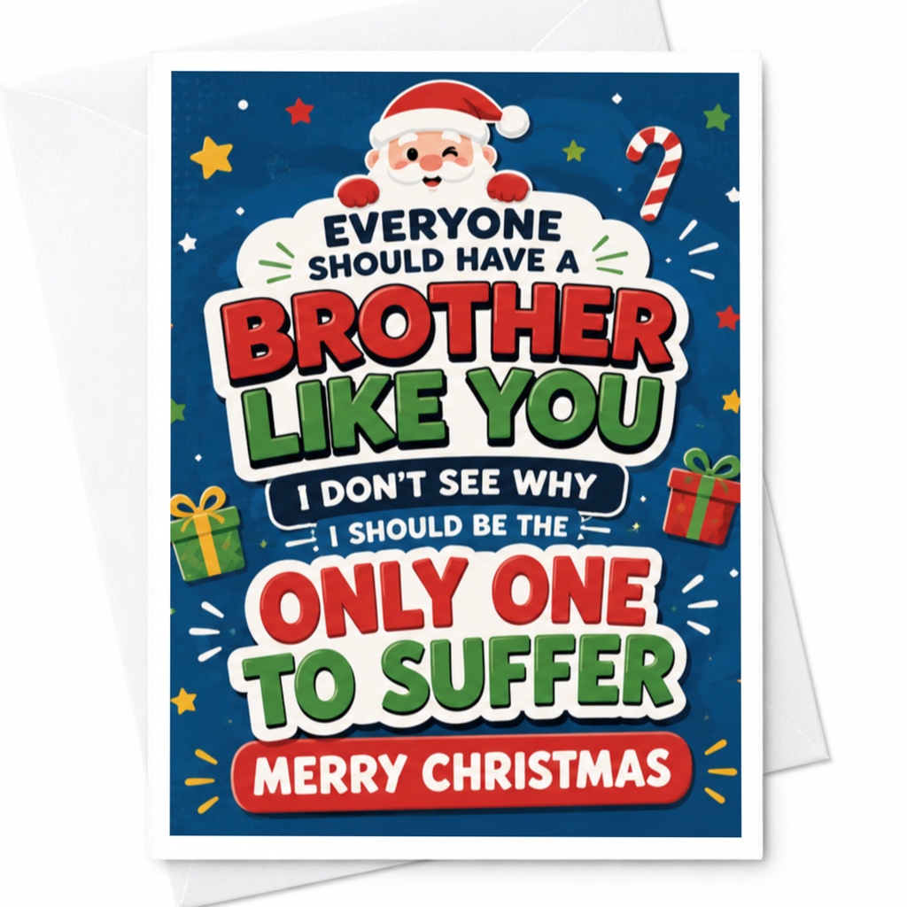 Everyone Should Have A Brother Like You Funny Christmas Card For Brother Santa Holiday Greeting Card From Sibling C5307