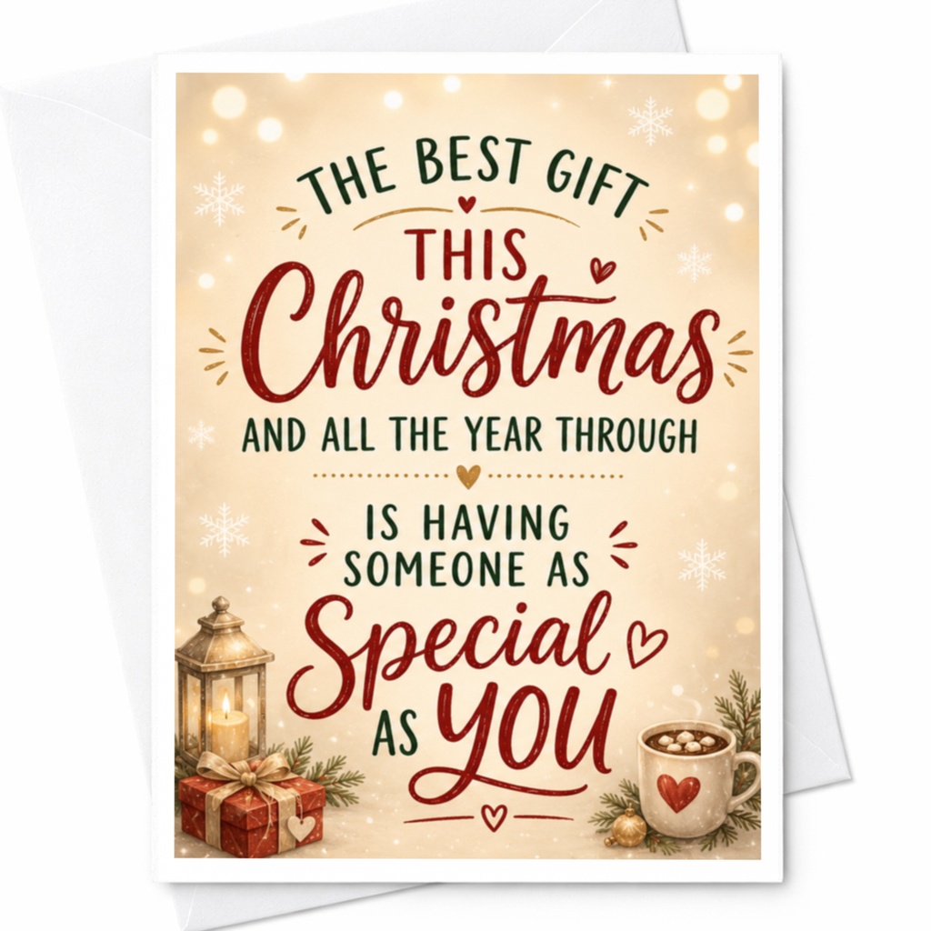 The Best Gift This Christmas And All The Year Through Is Having Someone As Special As You Christmas Card For Loved Ones Holiday Gr C5312