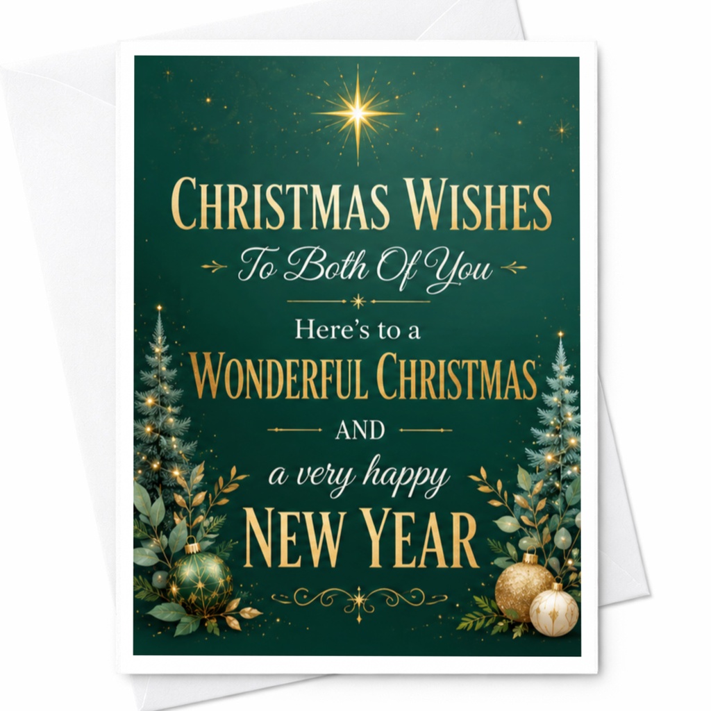 Christmas Wishes To Both Of You Wonderful Christmas Card Happy New Year Festive Holiday Greeting Card For Couple C5344