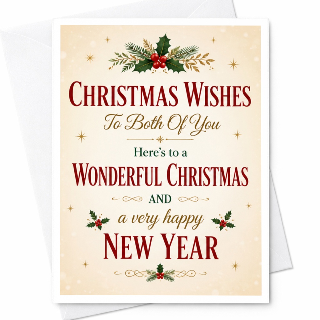 Christmas Wishes To Both Of You Wonderful Christmas Card Happy New Year Greeting Card Festive Holiday Card For Couple C5345
