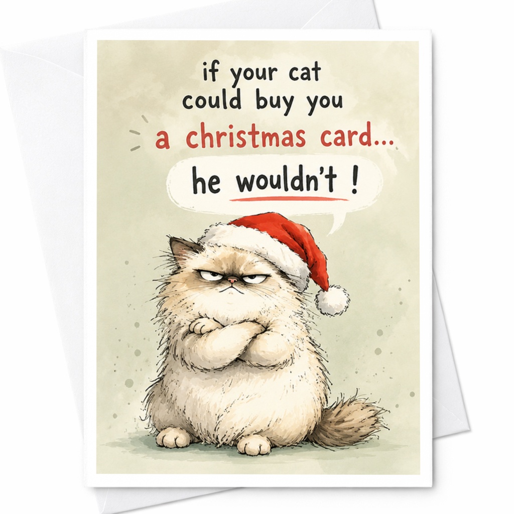 If Your Cat Could Buy You A Christmas Card... He Wouldn't! Funny Christmas Card Cat Lovers Holiday Greeting Card For Fami C5383