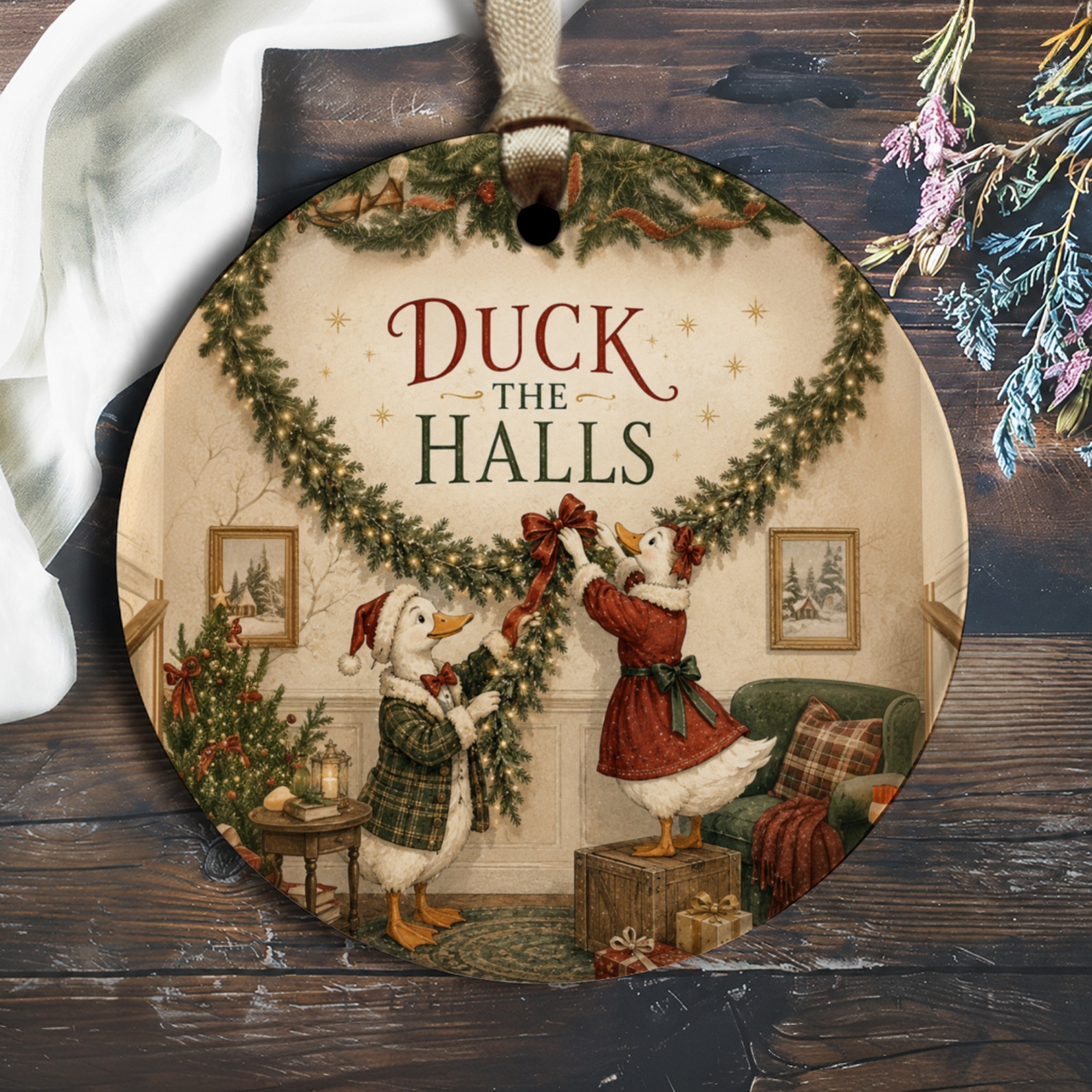 Duck The Halls Christmas Ornament Cute Holiday Decor Ducks Decorating Festive Home Decor Gift For Animal Lovers O1192