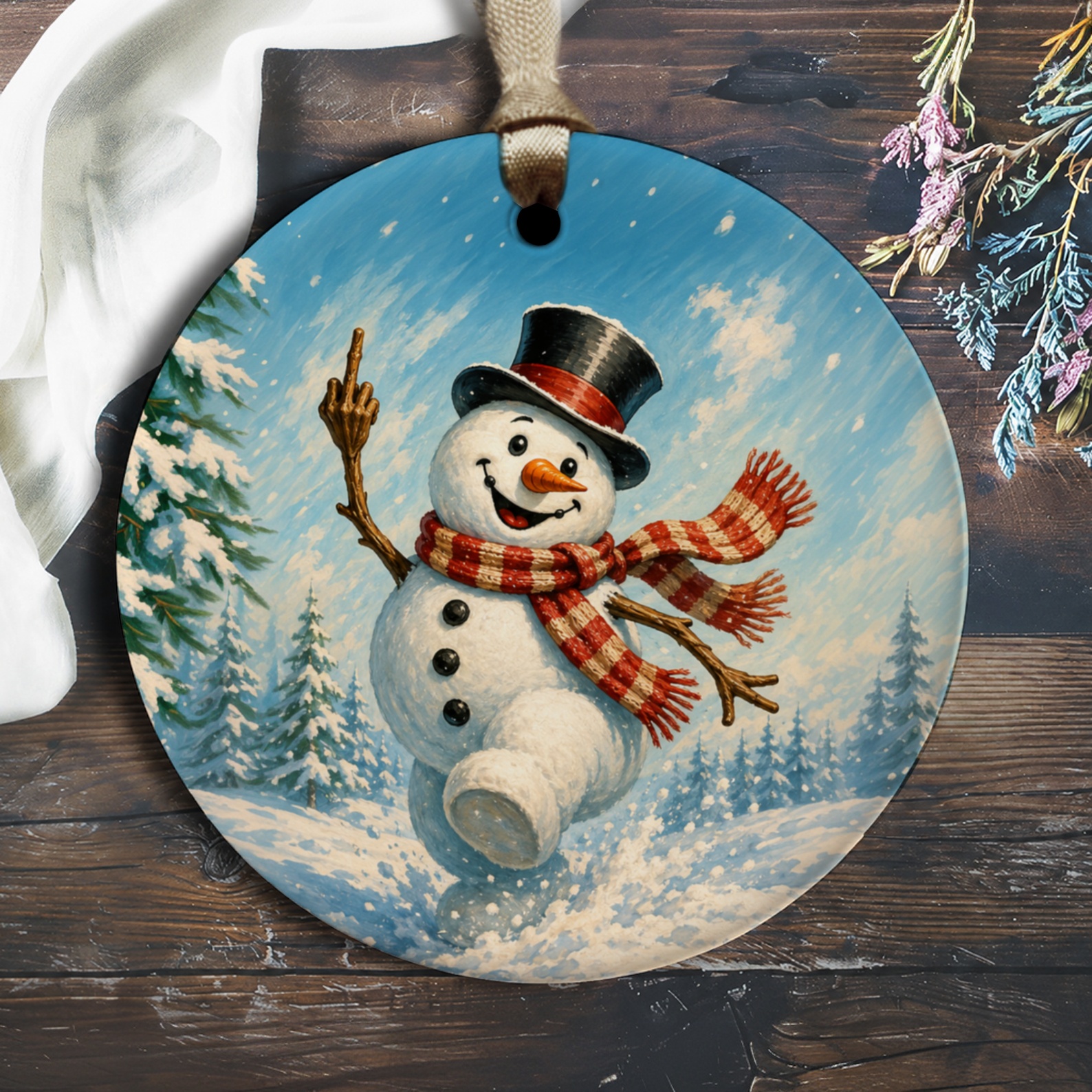 Snowman Christmas Ornament Winter Holiday Decor Cute Snowman With Scarf And Top Hat Festive Tree Decoration Gift O1213