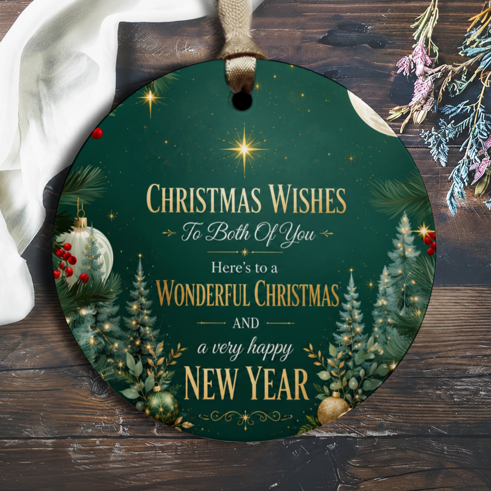 Christmas Wishes To Both Of You Ornament Wonderful Christmas New Year Holiday Decor Festive Tree Decoration Gift O1215