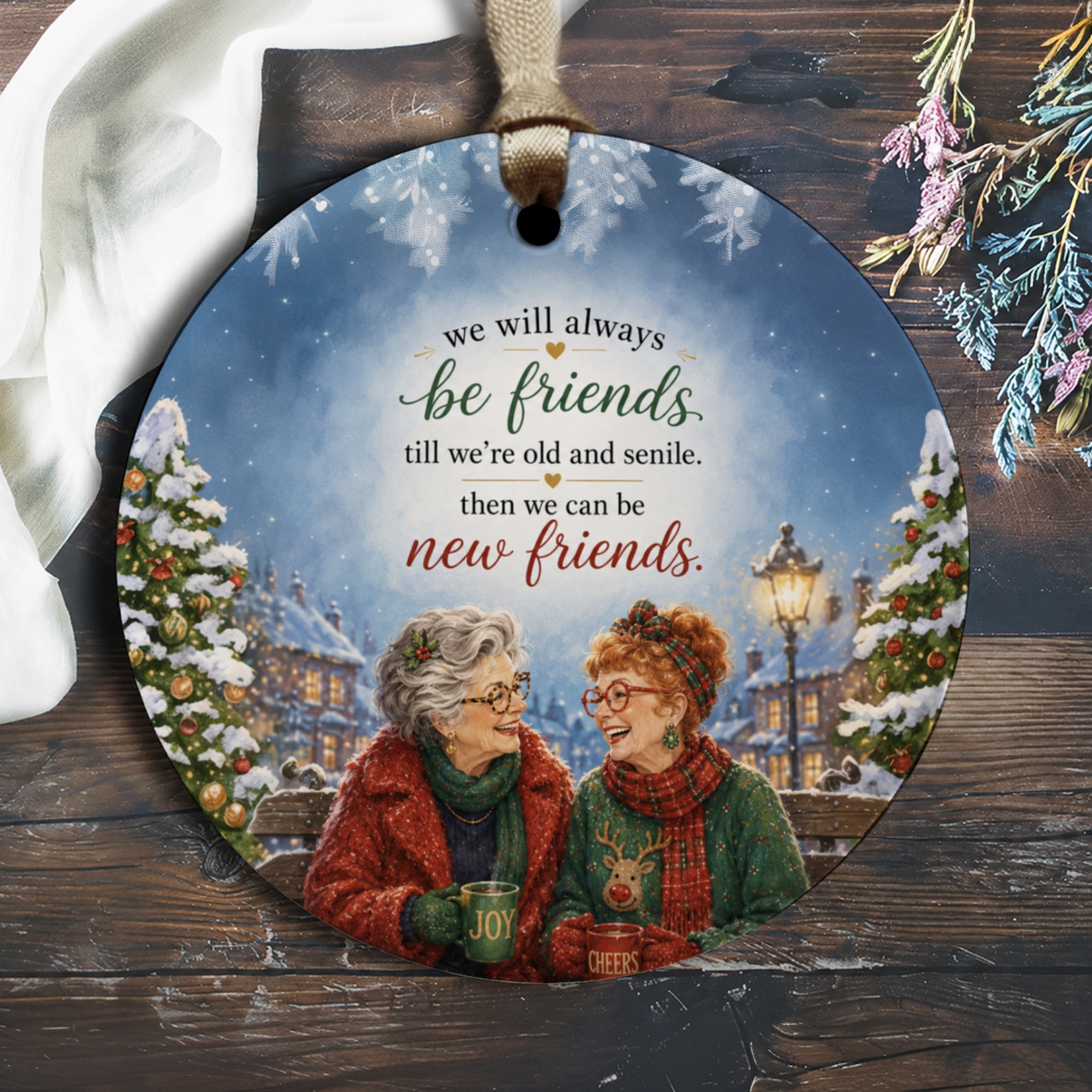 We Will Always Be Friends Ornament Cute Friendship Gift Christmas Decor For Best Friend Holiday Keepsake Festive Ornament O1221