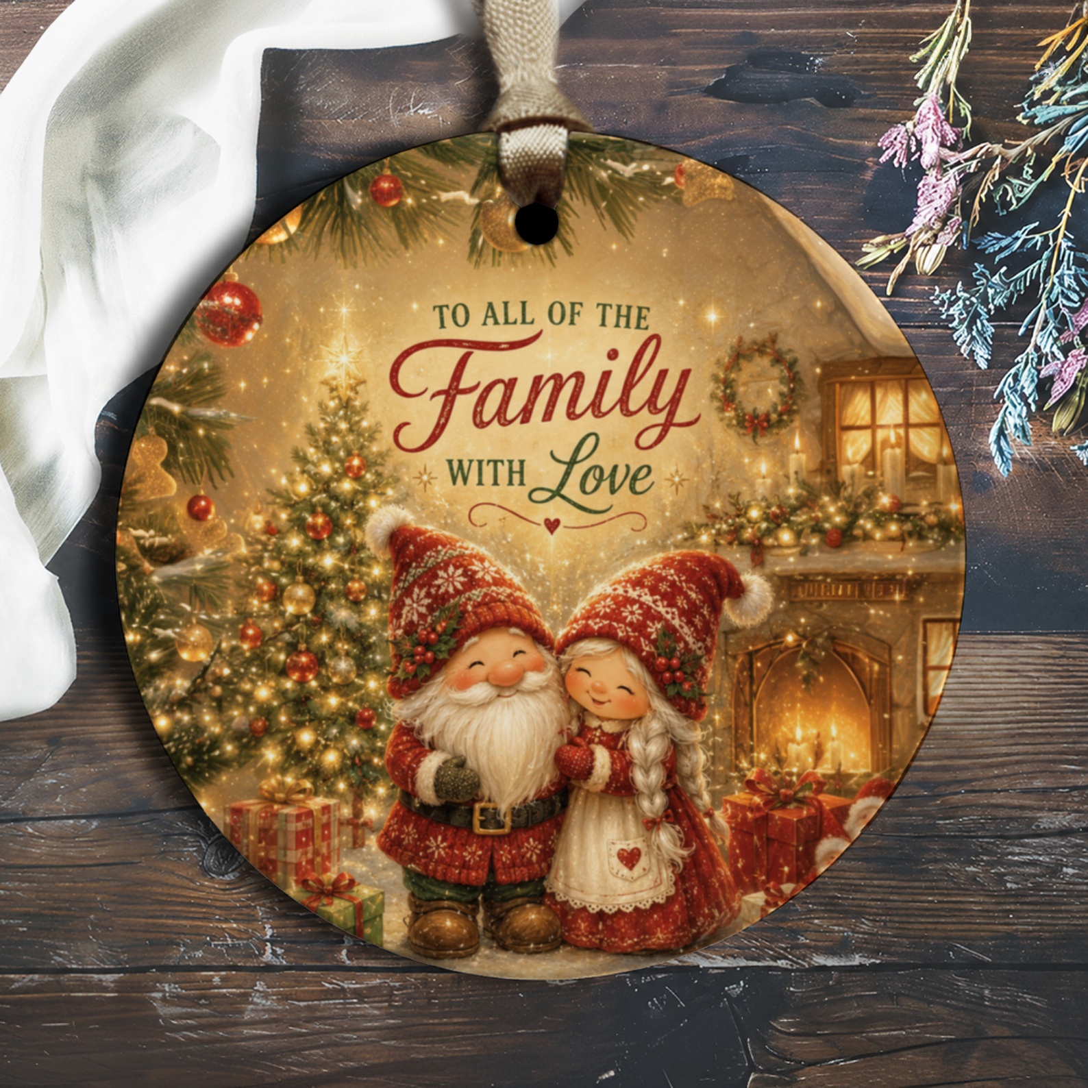 To All Of The Family With Love Christmas Ornament Festive Holiday Decor Gnome Family Gift Keepsake O1193