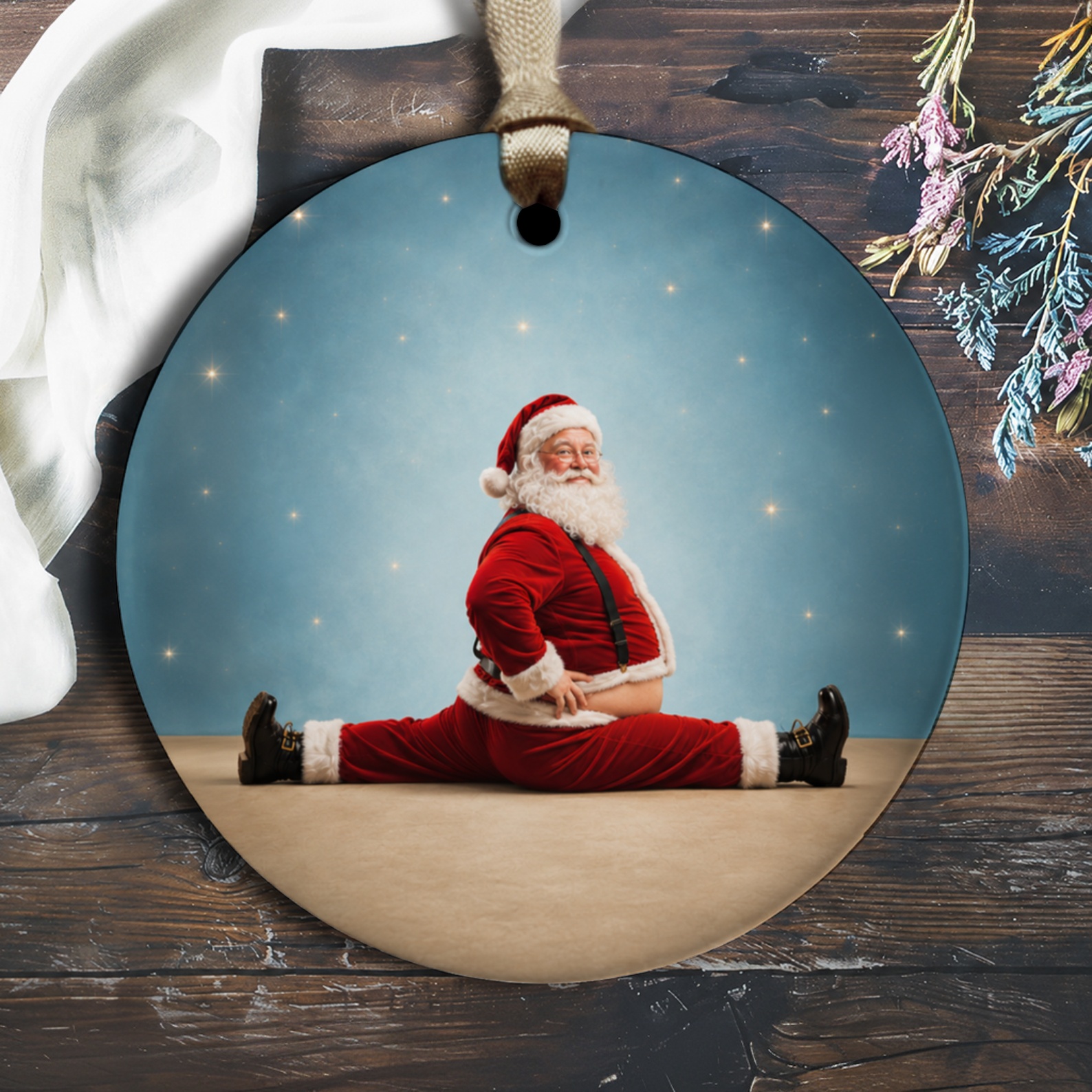 Santa Splits Ornament Funny Christmas Decor Holiday Tree Decoration Cute Santa Claus Gift For Christmas Lovers O1254