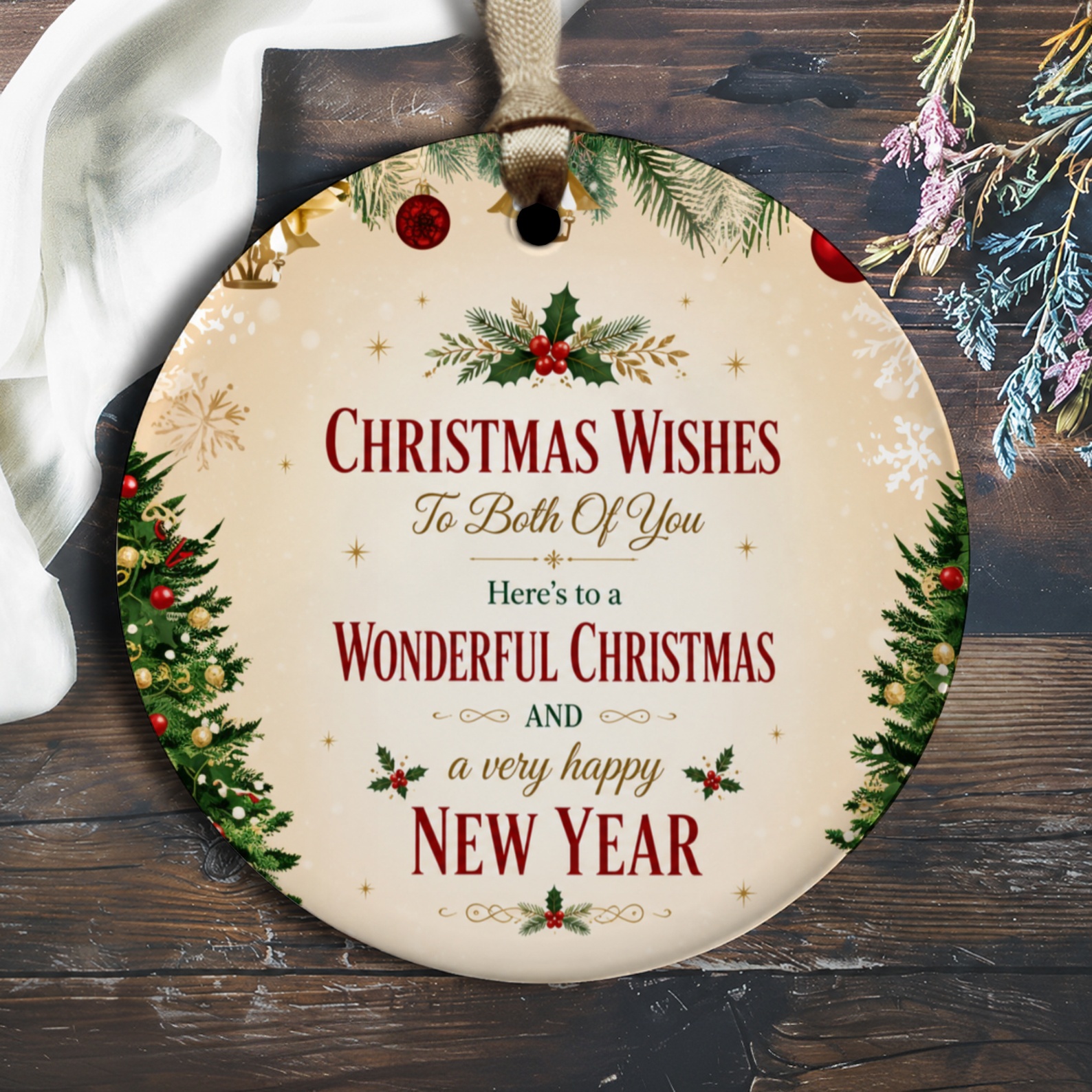 Christmas Wishes To Both Of You Ornament Wonderful Christmas New Year Festive Holiday Decor Gift Keepsake O1214