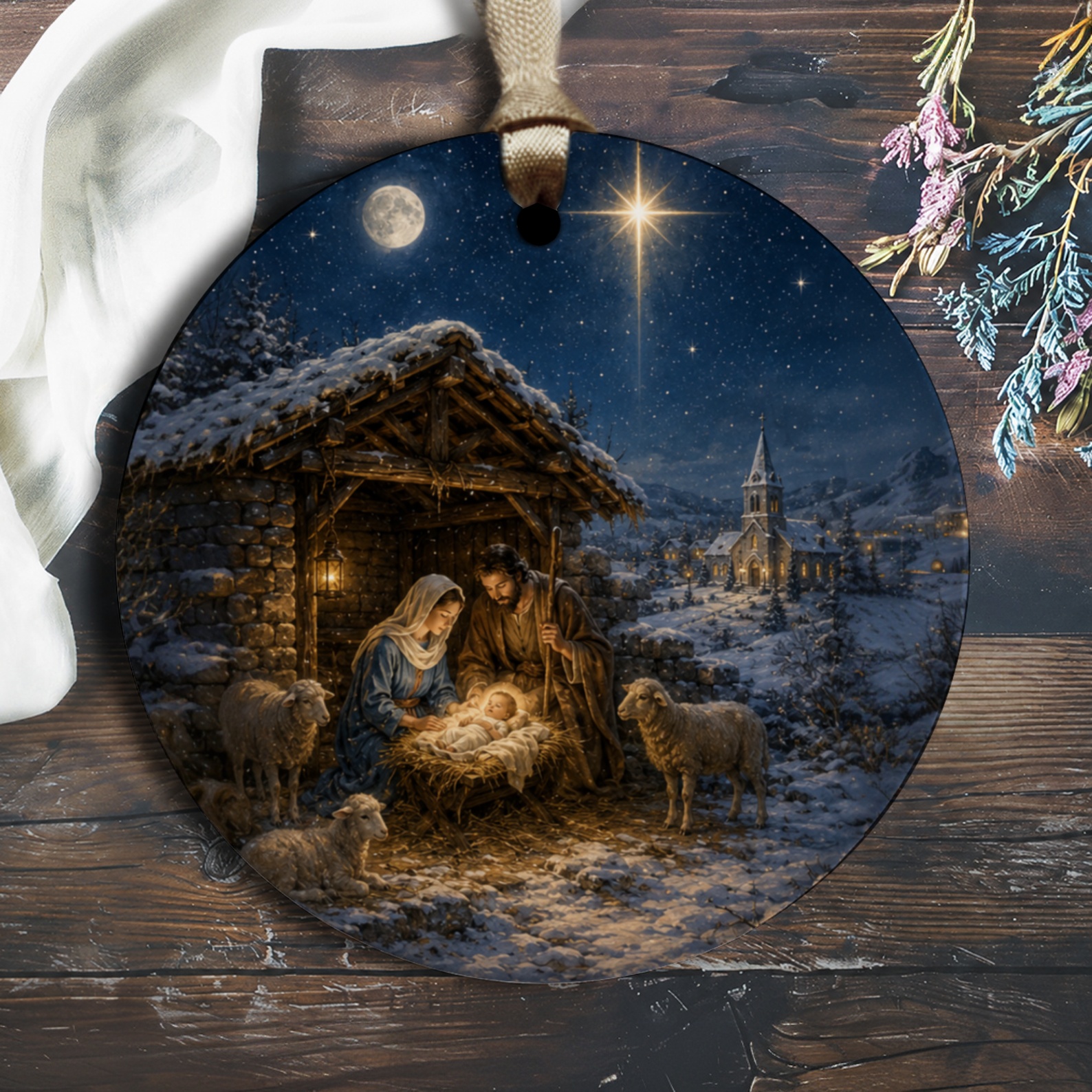 Nativity Scene Christmas Ornament Holy Family Decoration Religious Holiday Decor Nativity Art Ornament For Christmas Tree O1224