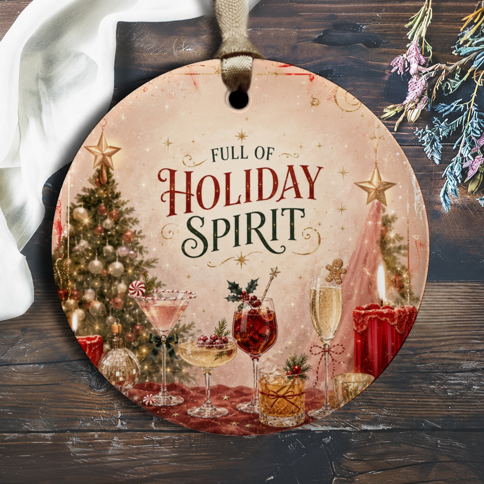 Full Of Holiday Spirit Christmas Ornament Festive Holiday Decor Tree Decoration Seasonal Home Accent Gift O1227