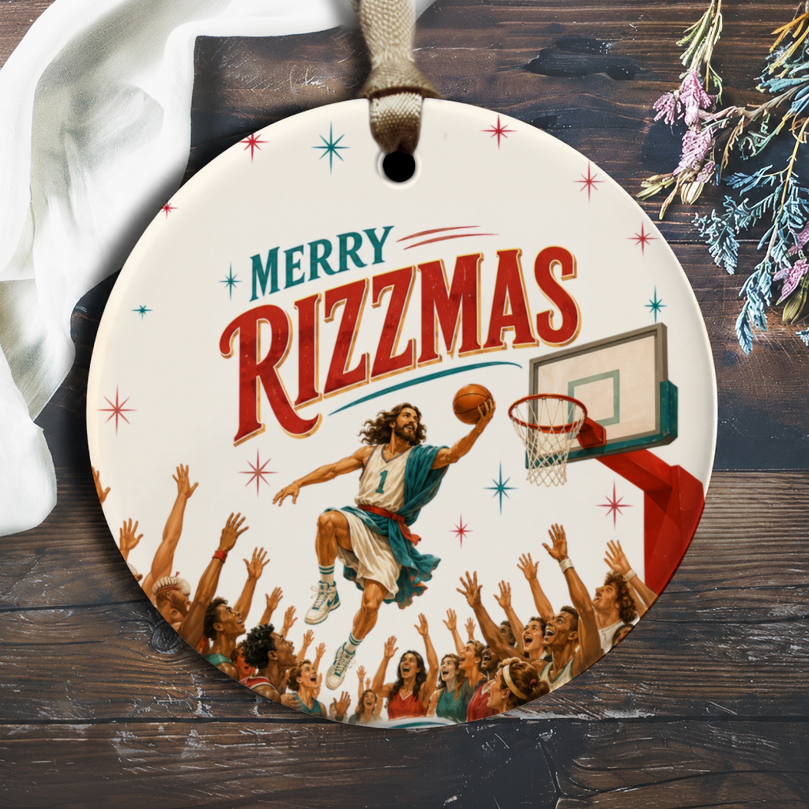 Merry Rizzmas Christmas Ornament Funny Basketball Player Dunking Holiday Decor Unique Gift Idea O1242