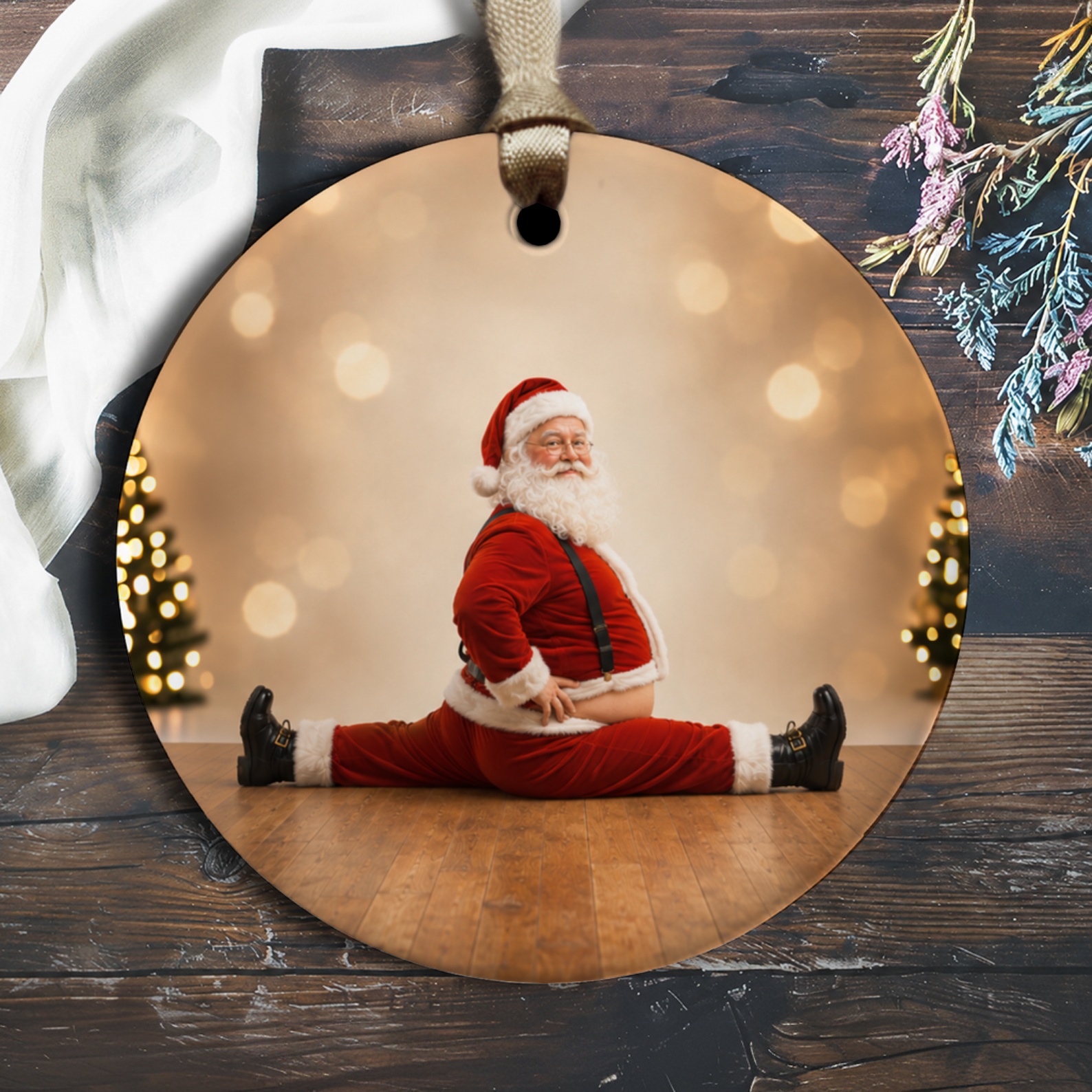 Santa Splits Ornament Funny Christmas Decor Holiday Tree Decoration Cute Santa Claus Gift For Christmas Lovers O1255