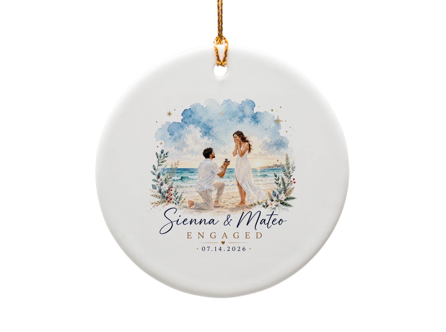 Engagement Ornament Beach Proposal Keepsake Gift For Couple Romantic Wedding Decor O1179