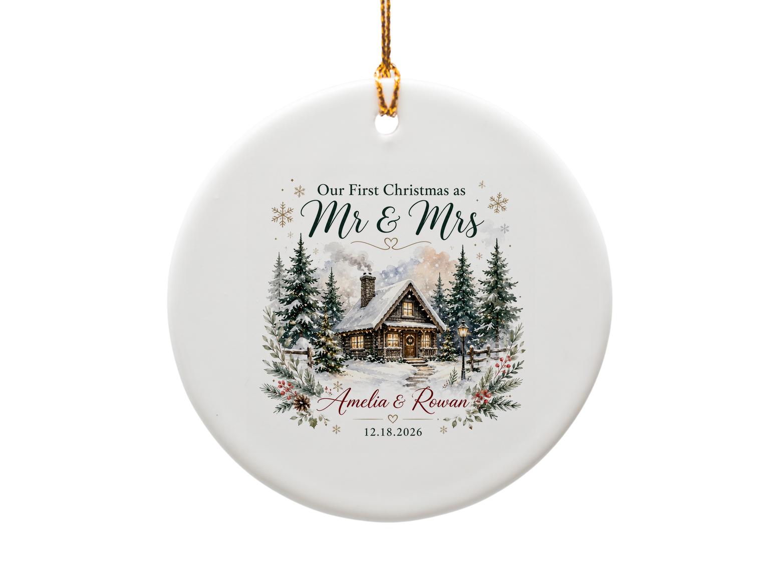 Our First Christmas As Mr & Mrs Personalized Ornament Newlywed Couple Holiday Decor Custom Name Date Keepsake O1180