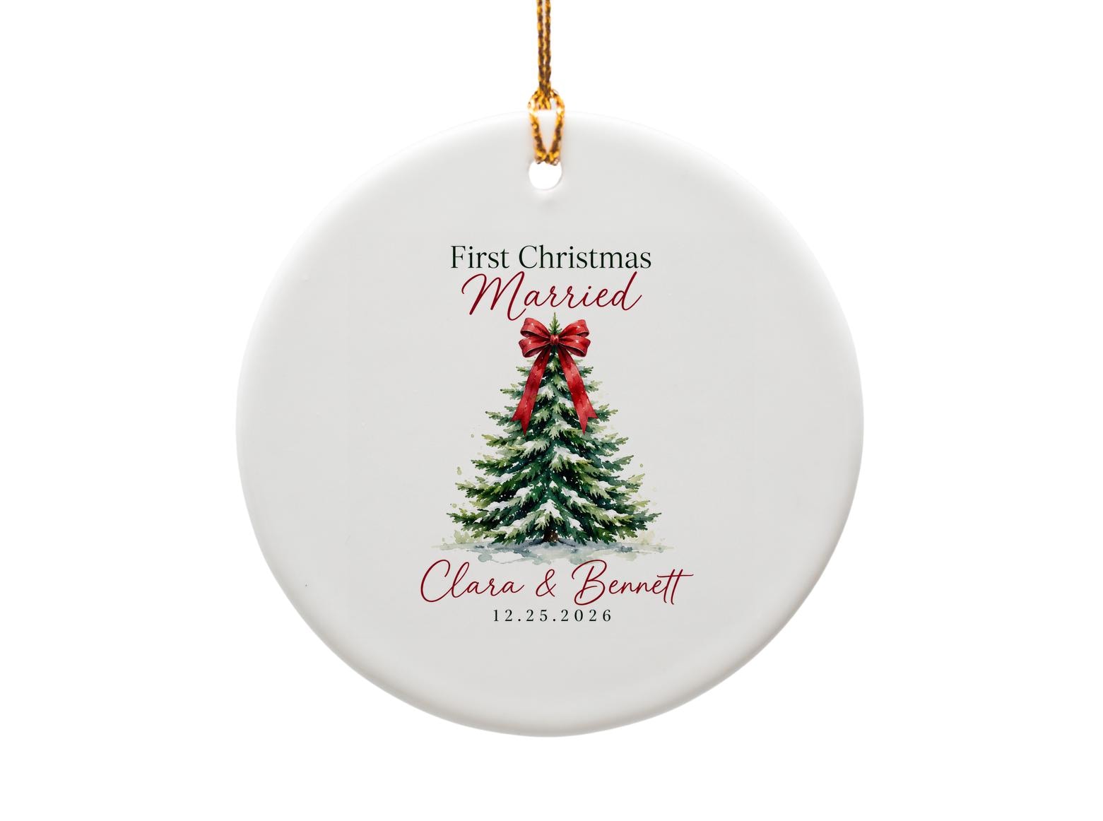 First Christmas Married Ornament Newlywed Holiday Decor Personalized Keepsake 2026 Christmas Tree Ornament O1177