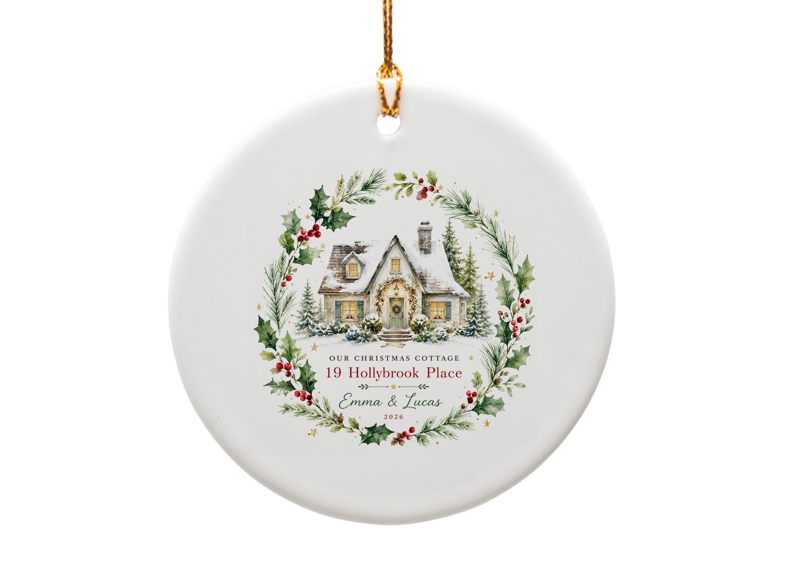 Our Christmas Cottage Personalized Ornament Custom Christmas Ornament Holiday Decor Gift 2026 O1183