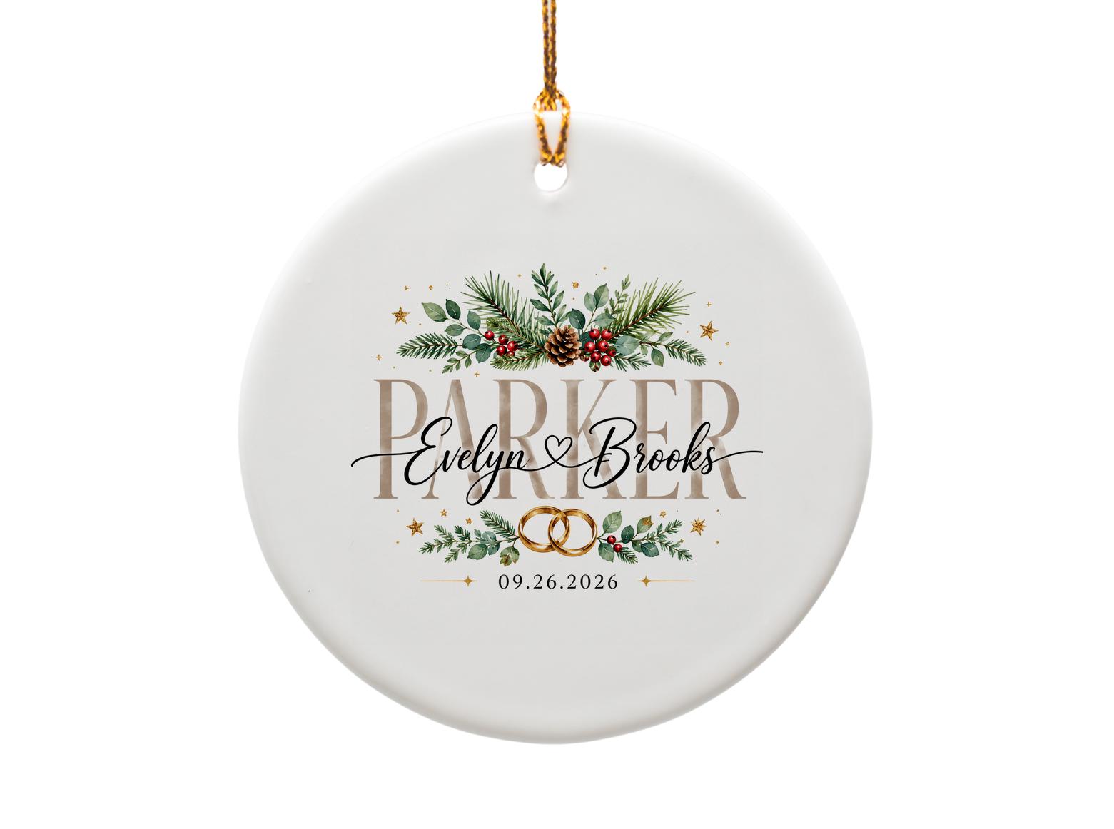 Personalized Wedding Ornament Custom Couple Keepsake Gift Elegant Decor O1169