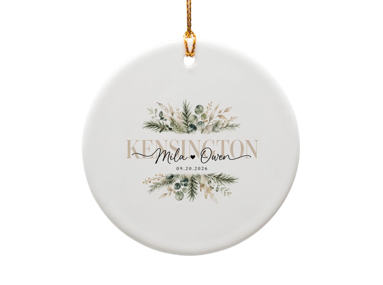 Custom Wedding Ornament Personalized Floral Keepsake Gift For Couple Elegant Decoration O1175