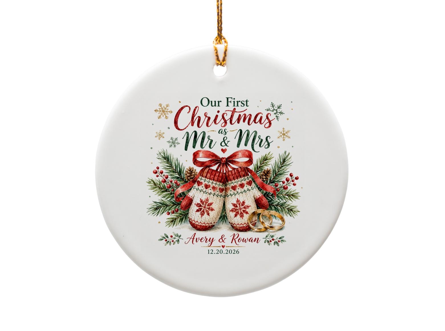 Our First Christmas As Mr & Mrs Ornament Personalized Newlywed Holiday Decor Wedding Gift Keepsake 2026 Couple Christmas Ornament O1163