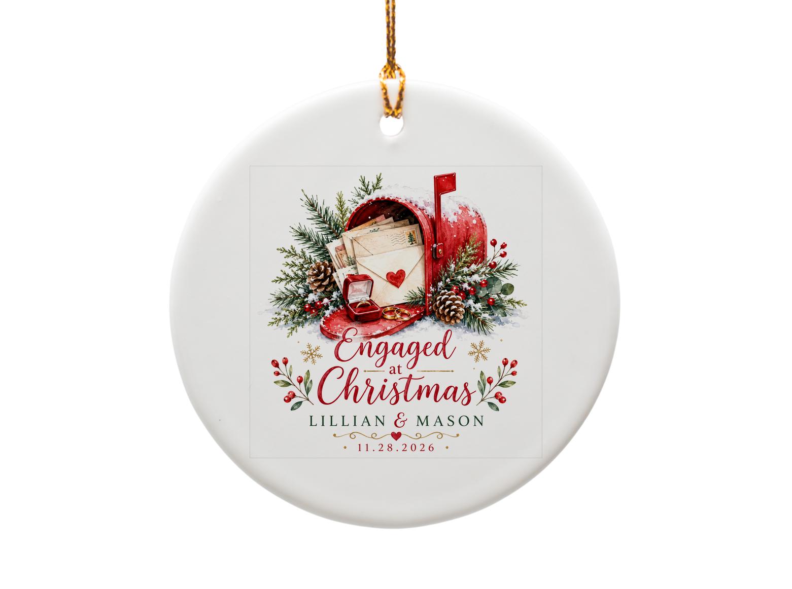 Engaged At Christmas Ornament Personalized Engagement Keepsake 2026 Holiday Decor Gift For Couple O1164