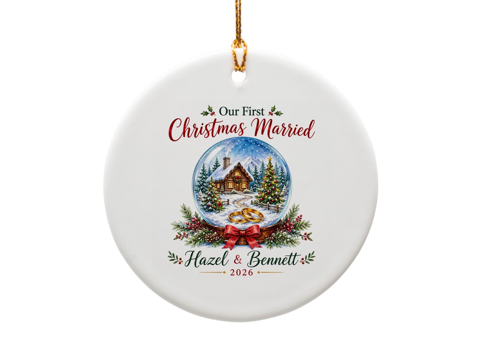 Our First Christmas Married Ornament Personalized Couple Ornament 2026 Holiday Decor Newlywed Gift O1165
