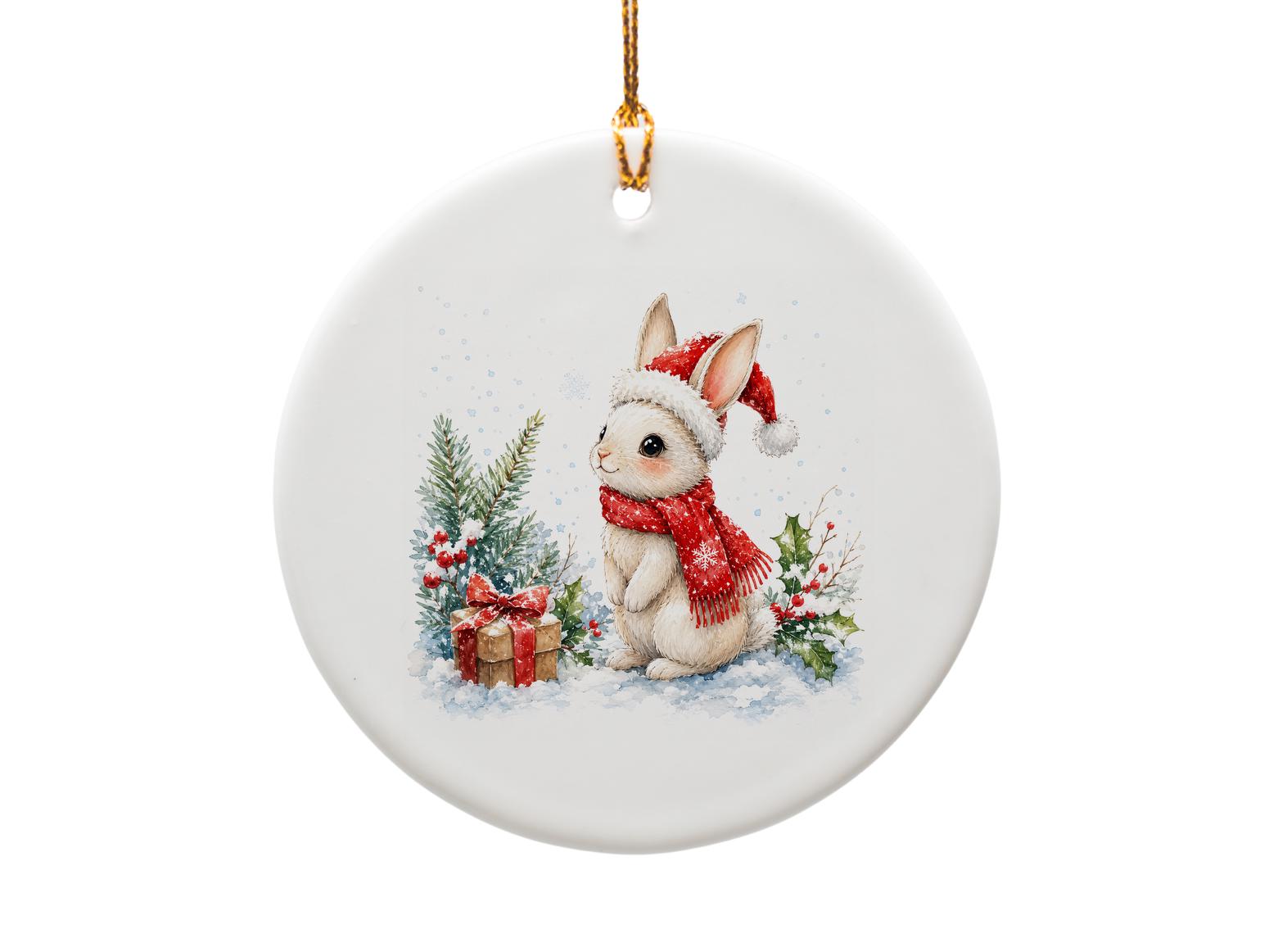 Christmas Bunny Ornament Cute Holiday Decor Winter Rabbit Ornament Festive Gift For Animal Lover Christmas Tree Decoration O1167