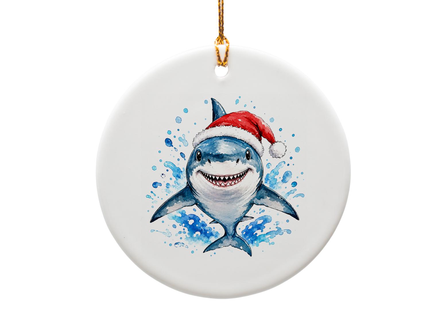 Shark Christmas Ornament Cute Santa Hat Ocean Lover Holiday Decor Fun Sea Animal Gift For Kids Unique Tree Decoration O1180