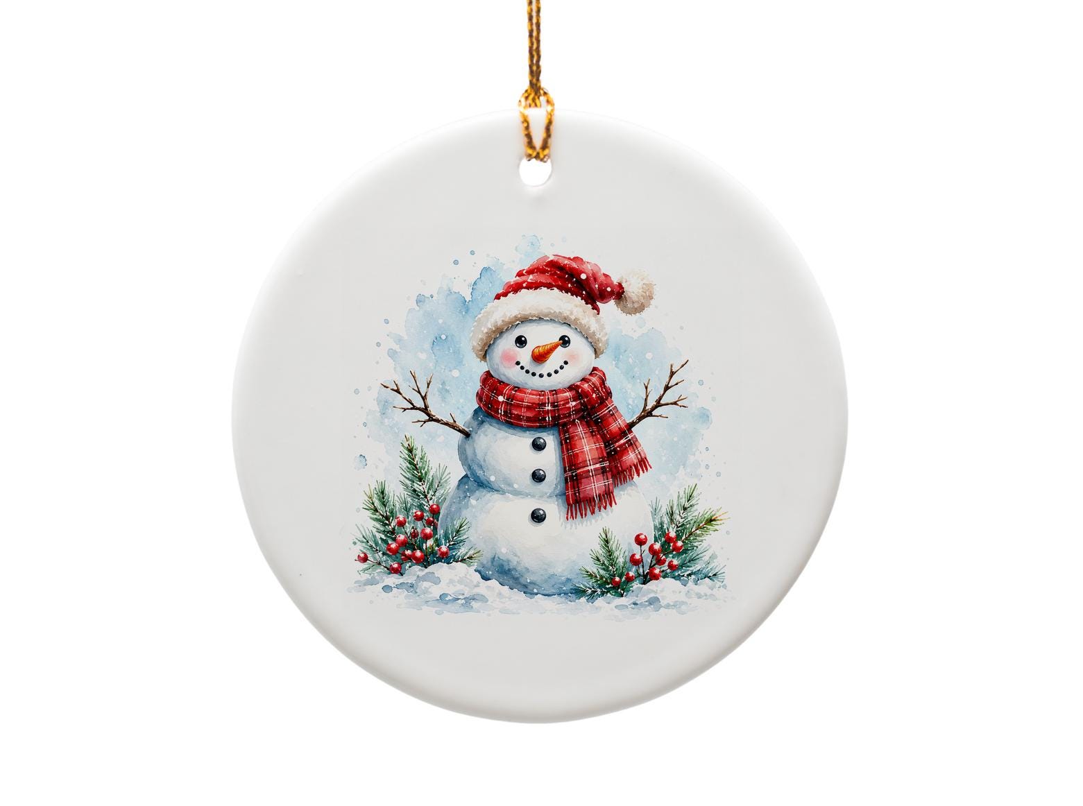 Snowman Christmas Ornament Cute Winter Decor Red Scarf Hat Holiday Decoration Festive Tree Ornament Gift For Snowman Lover O1183