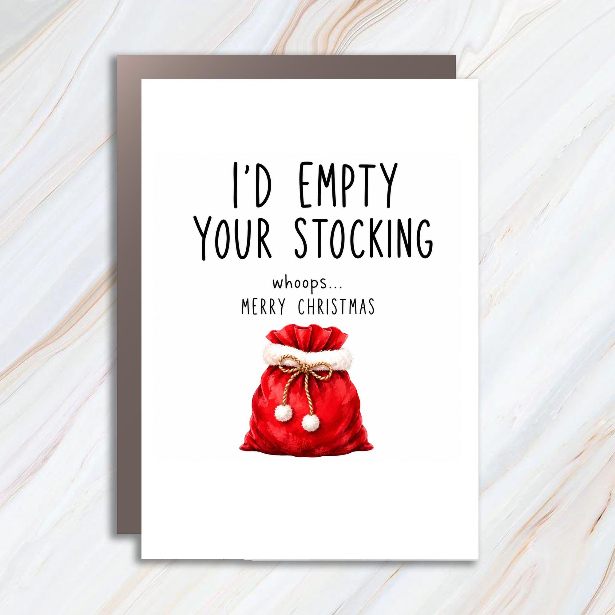 I'd Empty Your Stocking Merry Christmas Card Funny Holiday Greeting Card For Him Her Cute Red Stocking Bag Xmas Card C1175