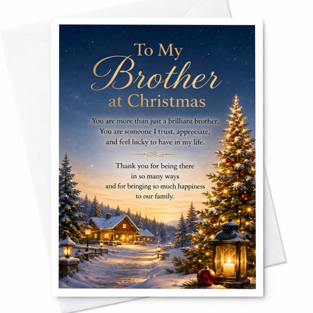 To My Brother At Christmas Holiday Greeting Card Festive Winter Scene For Brother Sentimental Christmas Card Family C5408