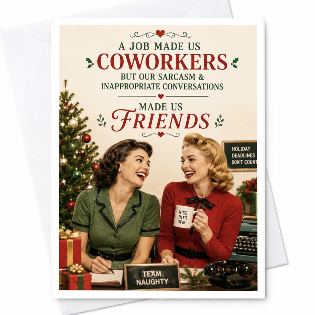 A Job Made Us Coworkers But Our Sarcasm & Inappropriate Conversations Made Us Friends Christmas Card Funny Coworker Holiday Greeti C5417