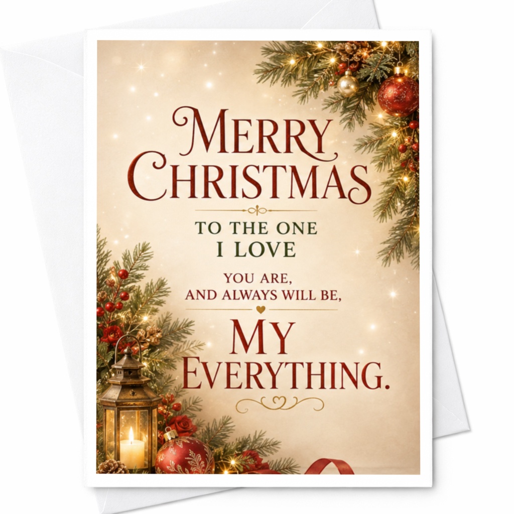 Merry Christmas To The One I Love You Are, And Always Will Be, My Everything Christmas Card Romantic Holiday Card For Partner C5431
