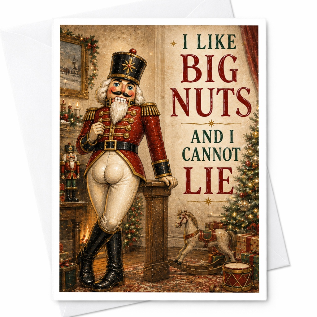 I Like Big Nuts And I Cannot Lie Funny Christmas Card Nutcracker Holiday Greeting Card Cute Festive For Him Her C5463