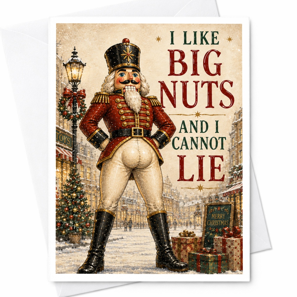 I Like Big Nuts And I Cannot Lie Funny Christmas Card Nutcracker Holiday Greeting Card Cute Festive For Him Her C5464