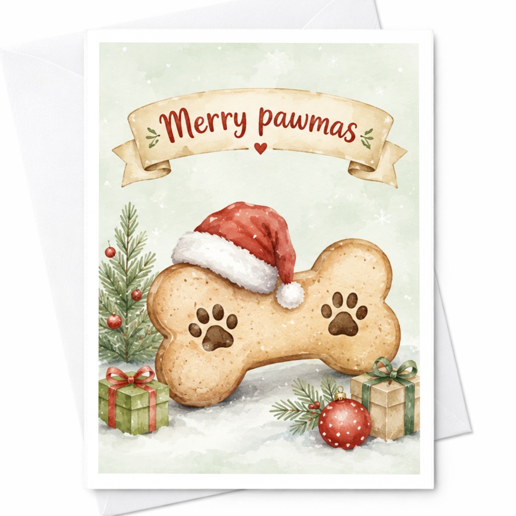 Merry Pawmas Funny Christmas Card Dog Lover Holiday Greeting Card Cute Santa Hat Pet Owner Xmas Card For Her Him C5469